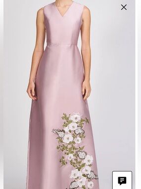 Kay Unger Aurelia Floral Sleeveless Taffeta Gown